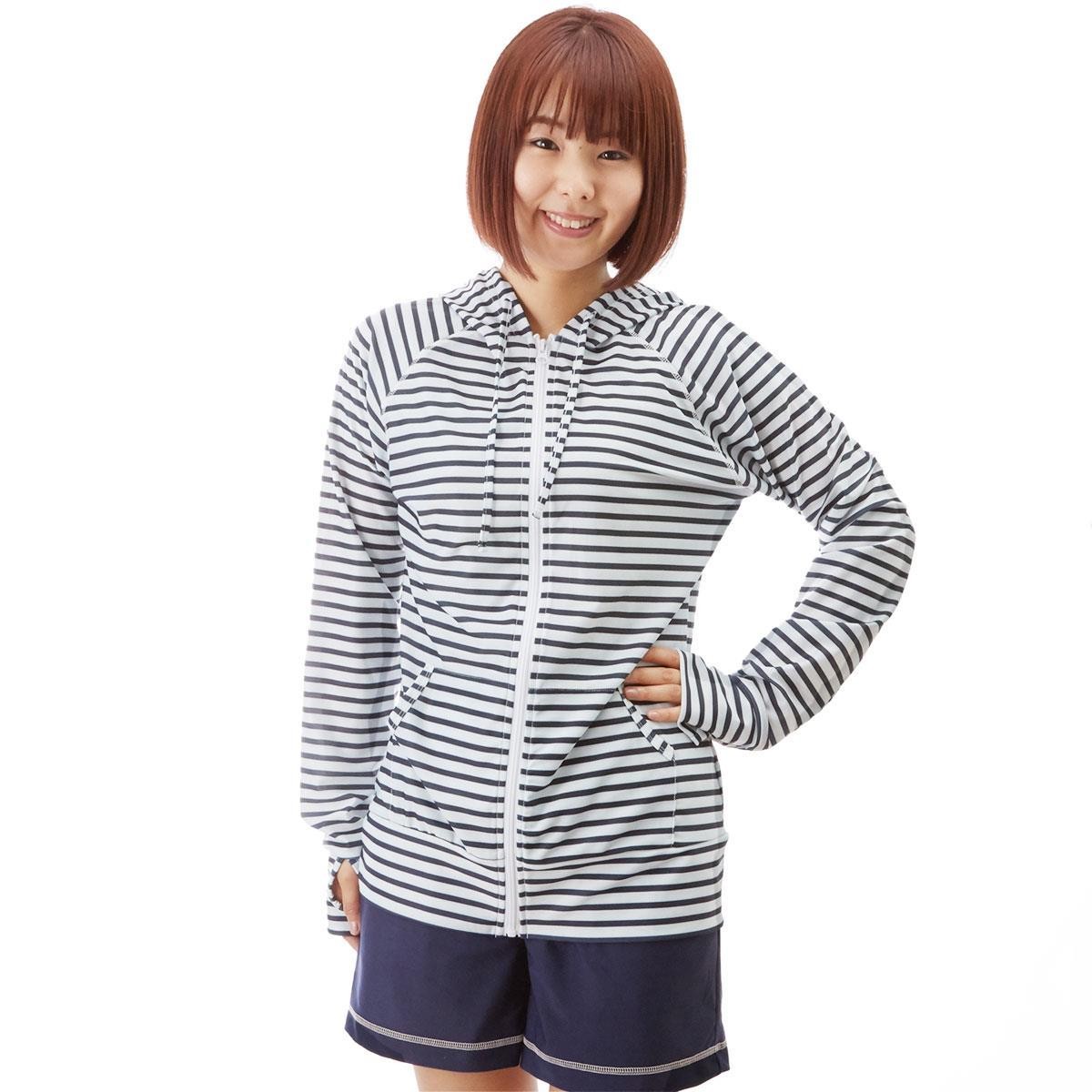 ラッシュガード パーカー 長袖 レディース uv 通販 指穴付き フード おしゃれ ジップアップ 水陸両用 UV対策 紫外線対策 日焼け防止 uvカット ロング |  | 02