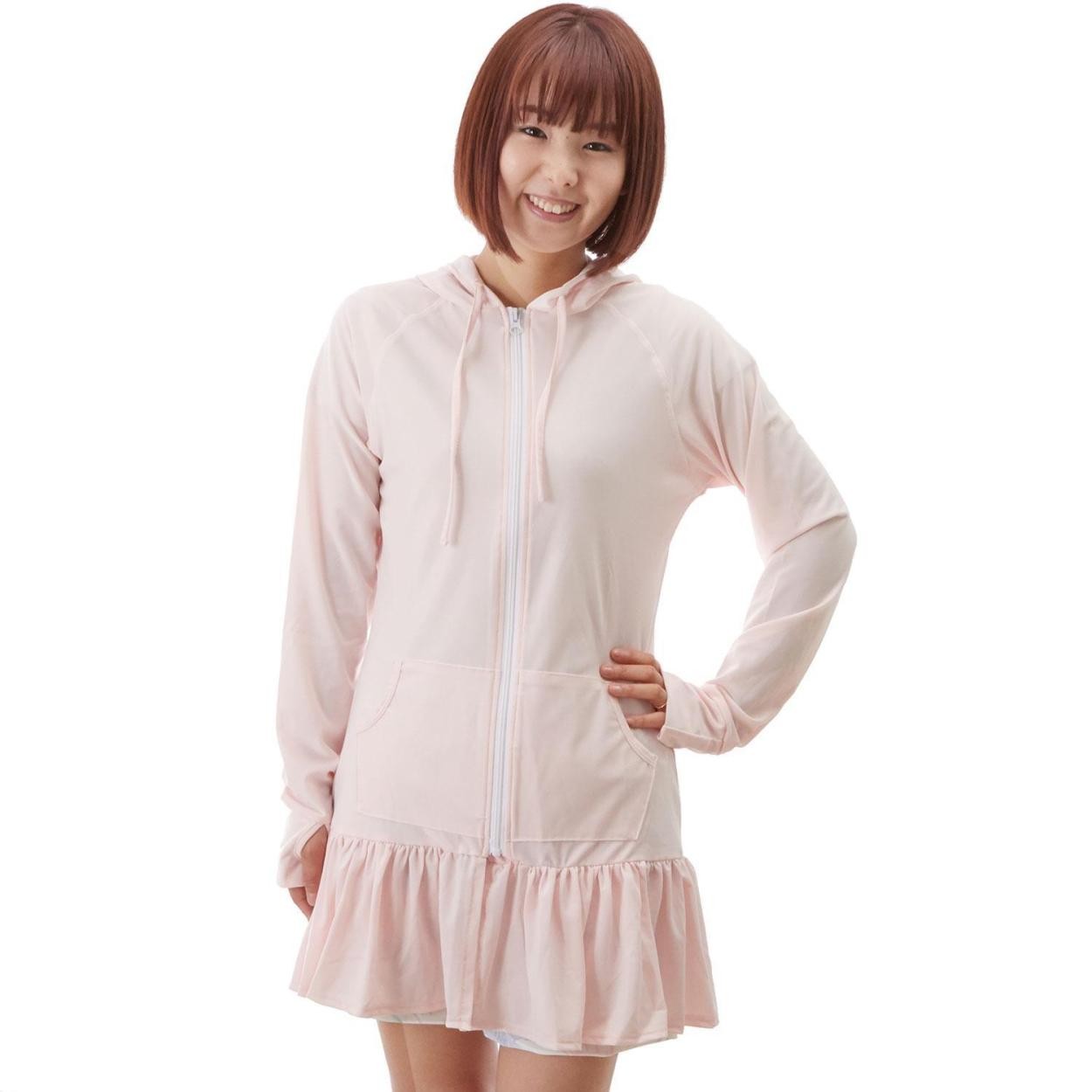 ラッシュガード パーカー 長袖 レディース uv 通販 ワンピース フード 指穴付き ジップアップ 水陸両用 フリル 紫外線対策 日焼け防止 uvカット ロング | ブランド登録なし | 03