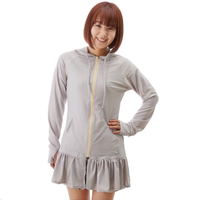 ラッシュガード パーカー 長袖 レディース uv 通販 ワンピース フード 指穴付き ジップアップ 水陸両用 フリル 紫外線対策 日焼け防止 uvカット ロング | ブランド登録なし | 07