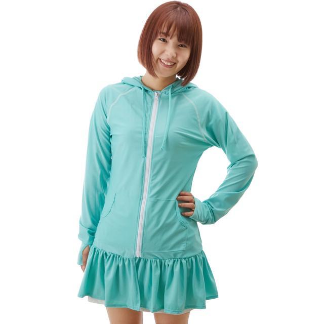 ラッシュガード パーカー 長袖 レディース uv 通販 ワンピース フード 指穴付き ジップアップ 水陸両用 フリル 紫外線対策 日焼け防止 uvカット ロング | ブランド登録なし | 08