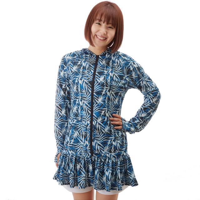 ラッシュガード パーカー 長袖 レディース uv 通販 ワンピース フード 指穴付き ジップアップ 水陸両用 フリル 紫外線対策 日焼け防止 uvカット ロング | ブランド登録なし | 18