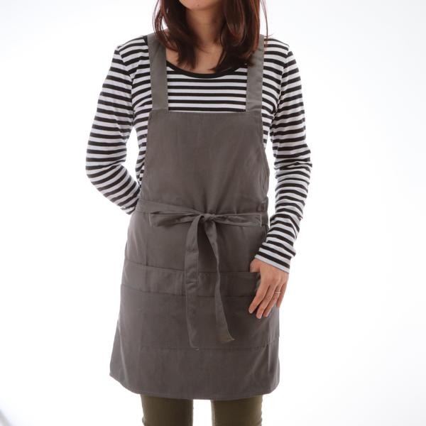 エプロン おしゃれ 保育士 ショートエプロン ベーシック おしゃれ 保育士 クロス コットン 定番 クロスタイプ ポケット ショート丈 シンプル | ブランド登録なし | 02