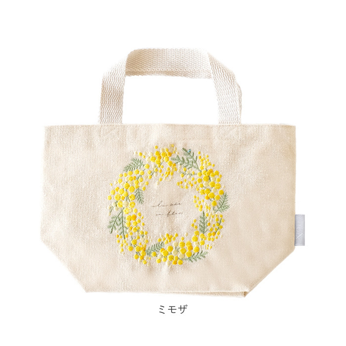 手刺繍ハンドメイドミニトート　　タブレットが入る大きさ ハンドメイド刺繍手提げバッグ 2-9 | zakka hanon