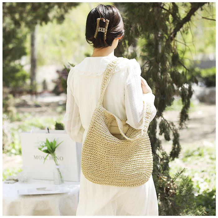 編みバッグ 通販編みバッグ 編みかごバッグ カゴバッグ かご かごバック バック ショルダー ハンドバッグ ファスナー ネットバッグ ネット 通勤 通学 編みバッグ | ブランド登録なし | 05