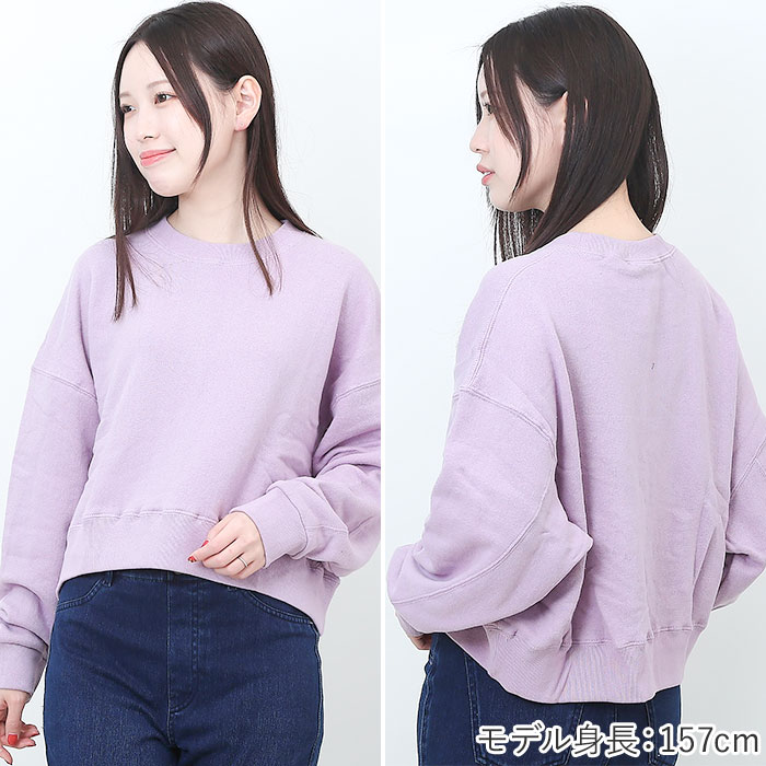☆ ラベンダー ☆ JEMORGAN 柔編み裏毛ショート丈スウェットクルー トレーナー レディース JEMORGAN JD082-598 スエット JEMORGAN トレーナー レディース 通販 JD082-598 スエット