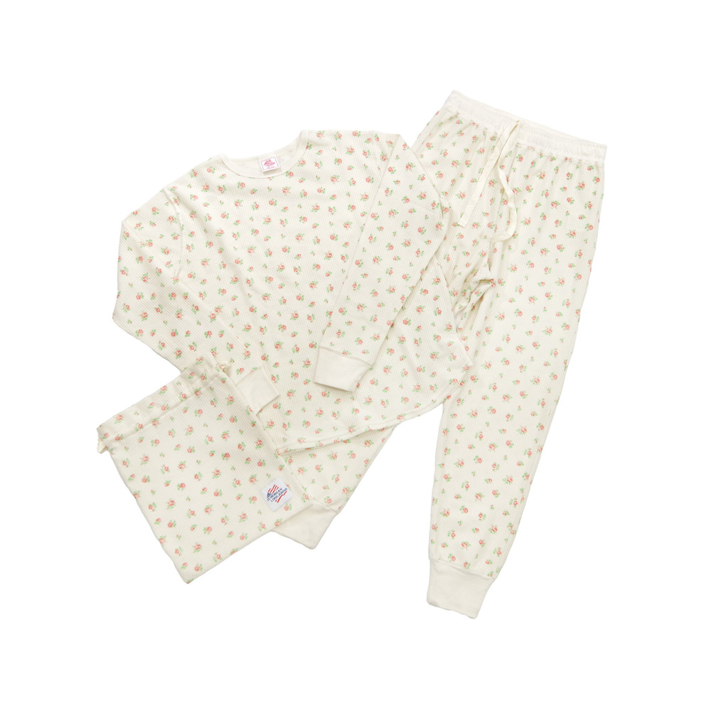 ワッフル 生地 セットアップ 通販 JEMORGAN サーマル JD570-59S 花柄 かわいい ルームウェア 上下セット レディース ロンT パジャマ 部屋着 小花柄 ワッフル | JEMORGAN | 01