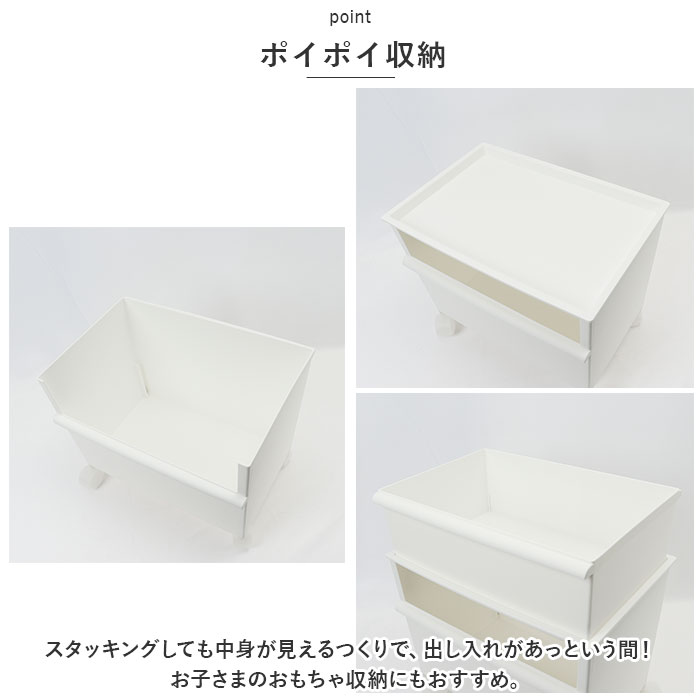 収納 キャスター付き 通販 JTSR-02 コンテナ― ワイド 収納ボックス コンテナ ボックス ストッカー 雑誌 新聞ストッカー スタッキング 分別 移動できる 収納 | Like-it | 04