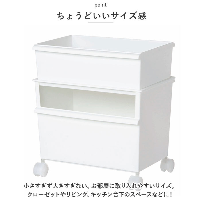 収納 キャスター付き 通販 JTSR-02 コンテナ― ワイド 収納ボックス コンテナ ボックス ストッカー 雑誌 新聞ストッカー スタッキング 分別 移動できる 収納 | Like-it | 08