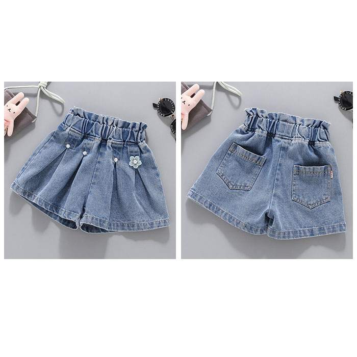 デニムショートパンツスカート 通販 パンツ ショートパンツ 短パン 子供服 こども服 子ども服 子供 女の子 ボトムス プリーツ 花 デニムショートパンツスカート | BACKYARD FAMILY | 11