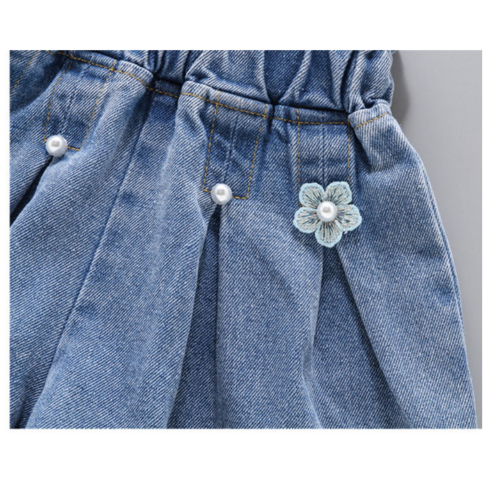 デニムショートパンツスカート 通販 パンツ ショートパンツ 短パン 子供服 こども服 子ども服 子供 女の子 ボトムス プリーツ 花 デニムショートパンツスカート | BACKYARD FAMILY | 13