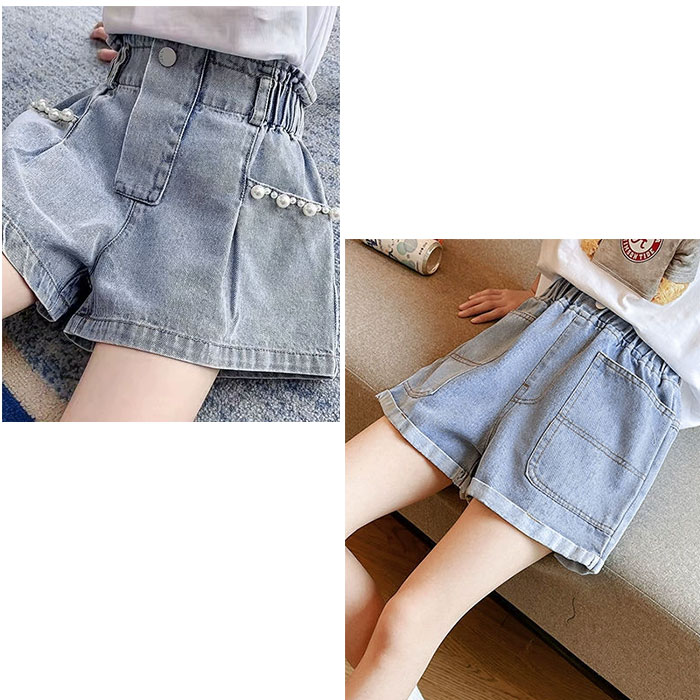 デニムショートパンツスカート 通販 パンツ ショートパンツ 短パン 子供服 こども服 子ども服 子供 女の子 ボトムス プリーツ 花 デニムショートパンツスカート | BACKYARD FAMILY | 16