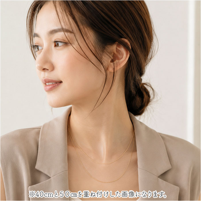 金 ネックレス 18金 通販 日本製 ネックレスチェーン チェーンネックレス 18K 長さ40cm チェーン k18 太さ1.0mm カットボールネックレス 金の画像