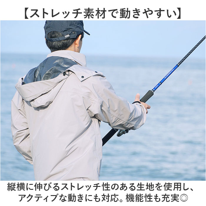 カジメイク フィッシングレインスーツ シルバー 4L F-001