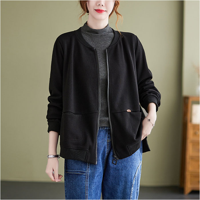 アウター 通販アウター ブルゾン レディース ジャケット スウェット カーディガン フードなし パーカー トレーナー ファスナー 羽織り 大きめ アウター | ブランド登録なし