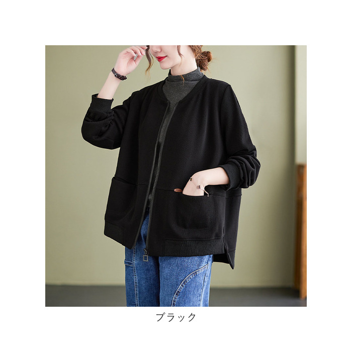 アウター 通販アウター ブルゾン レディース ジャケット スウェット カーディガン フードなし パーカー トレーナー ファスナー 羽織り 大きめ アウター | ブランド登録なし | 15