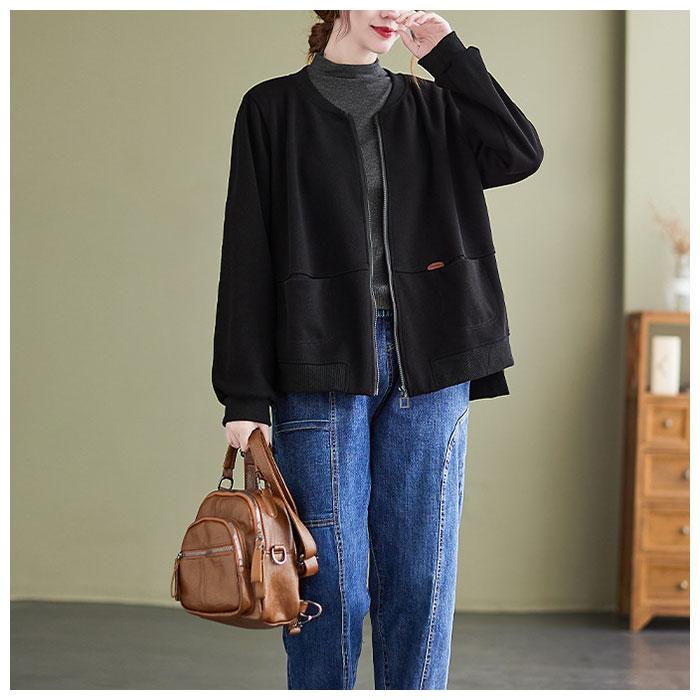 アウター 通販アウター ブルゾン レディース ジャケット スウェット カーディガン フードなし パーカー トレーナー ファスナー 羽織り 大きめ アウター | ブランド登録なし | 04