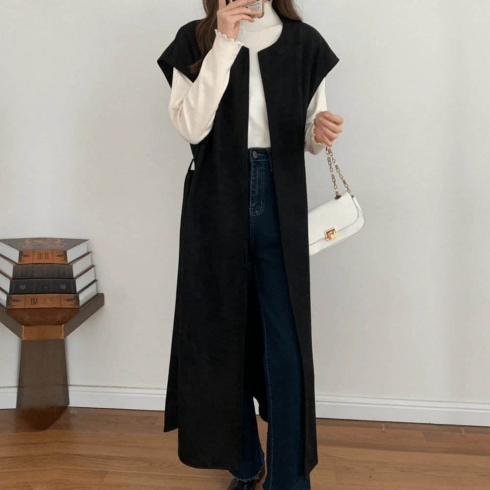 ケープ ジャケット コート レディース ロング 通販 ポンチョ ベスト ジレ マント ショール ロングコート ロング丈 サイドスリット スリット ノーカラー ケープ | BACKYARD FAMILY | 02