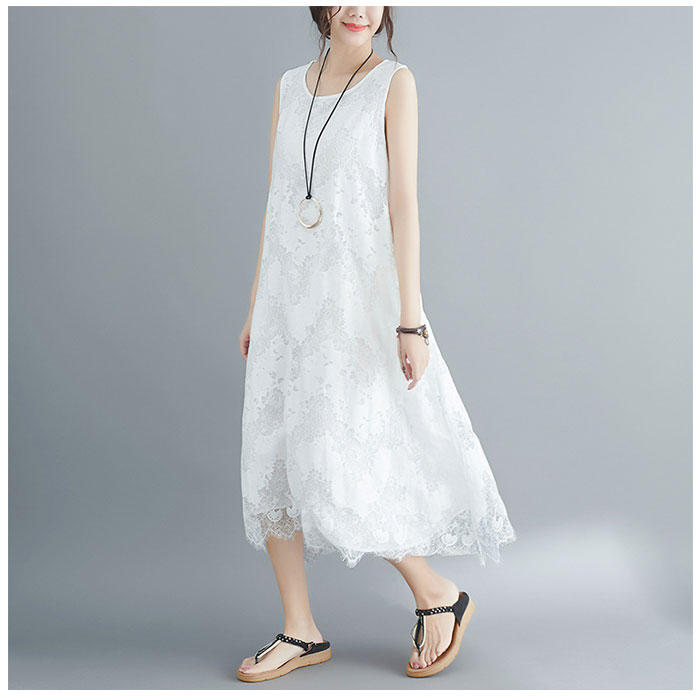 マキシワンピース 通販マキシワンピース ノースリーブ ワンピース ワンピ ロング丈 ミモレ丈 Uネック ラウンドネック フレア 無地 シンプル マキシワンピース | ブランド登録なし | 03