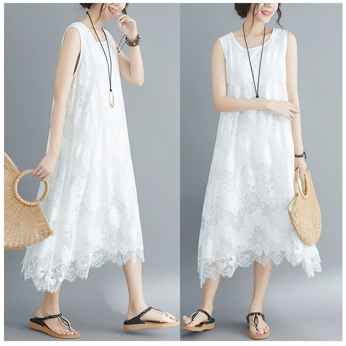 マキシワンピース 通販マキシワンピース ノースリーブ ワンピース ワンピ ロング丈 ミモレ丈 Uネック ラウンドネック フレア 無地 シンプル マキシワンピース | ブランド登録なし | 04