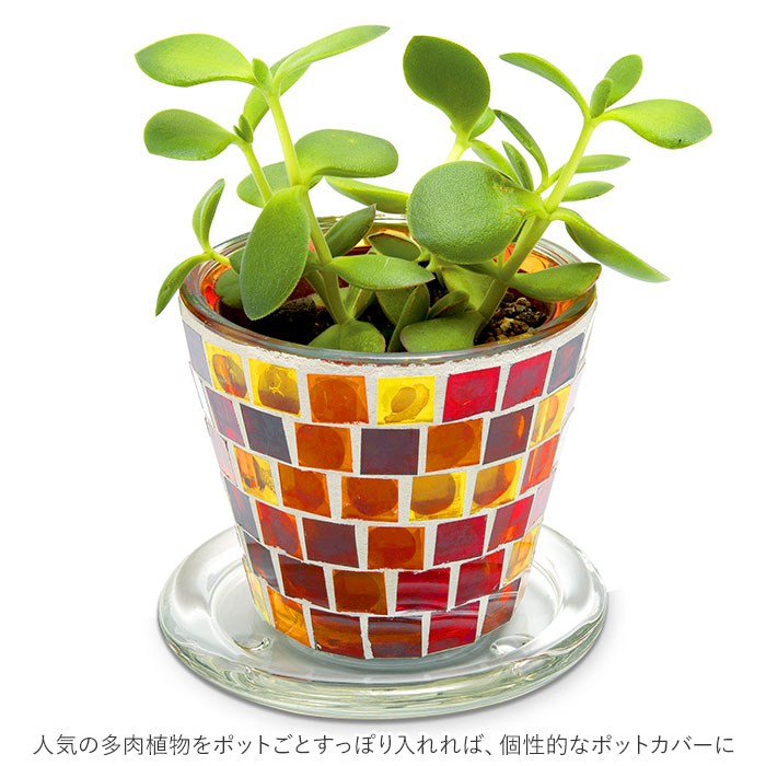 植木鉢 おしゃれ 3号 通販 プラントポット 鉢 プランター 受け皿 穴あり 寄せ植え ポット 円形 丸型 かわいい ガラス 石膏 モザイクタイル  ガーデニング