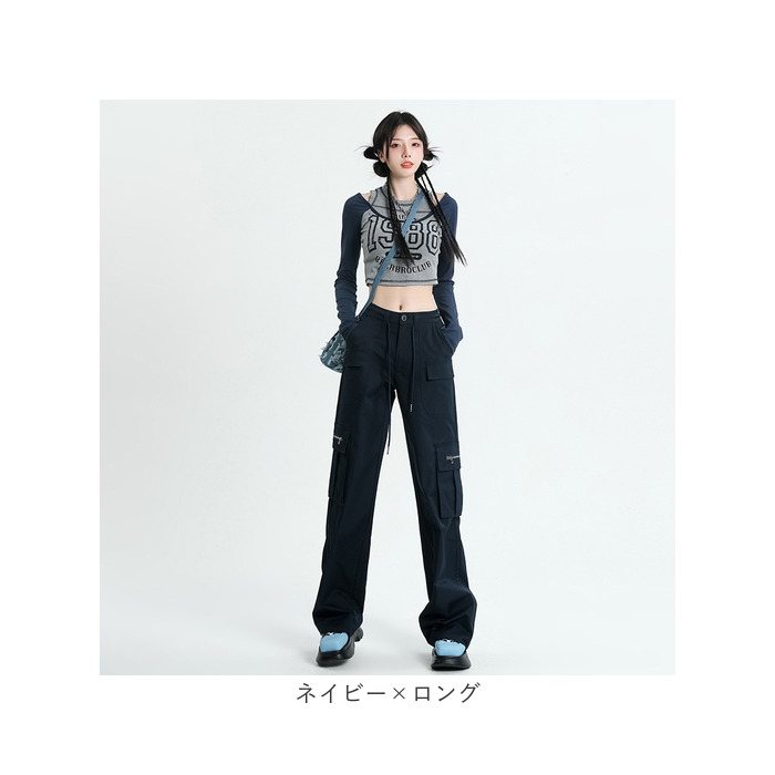 カーゴパンツ レディース ゆったり 通販 ワイドパンツ 長ズボン ズボン 作業着 ワイド ルーズ 太め ポケット ボトムス 10分丈 シンプル 無地 楽  カーゴパンツ | BACKYARD FAMILY | 13
