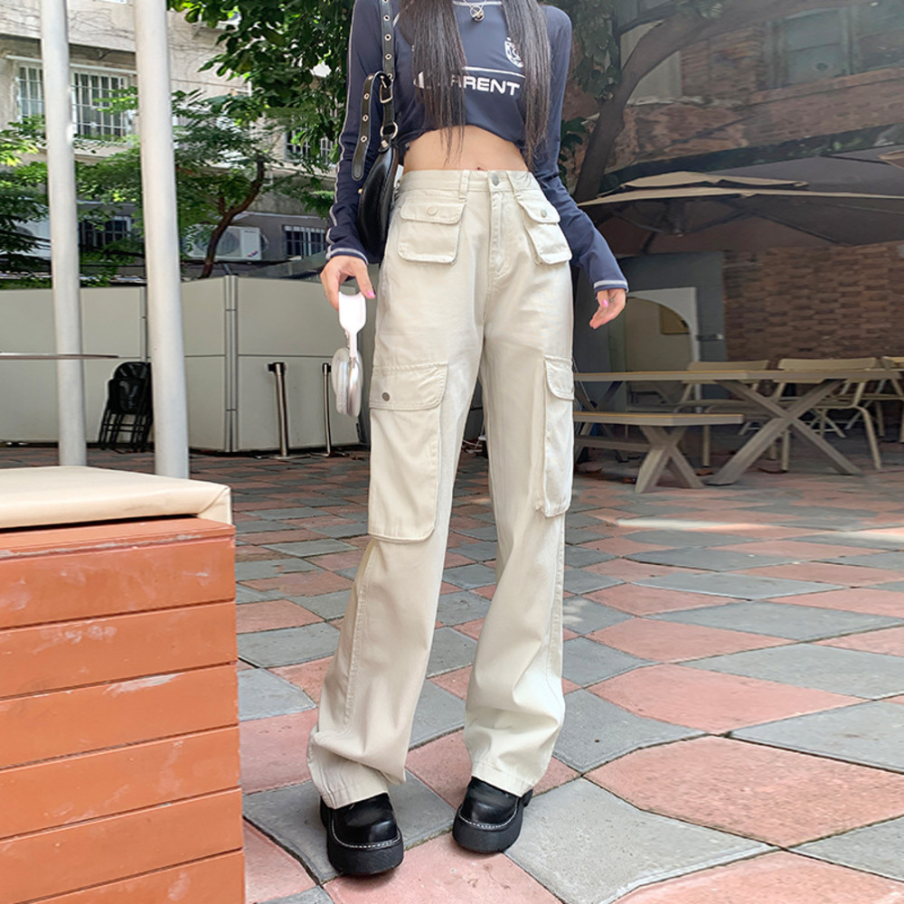 カーゴパンツ レディース ゆったり 通販 ワイドパンツ 長ズボン ズボン 作業着 ワイド ルーズ 太め ポケット ボトムス 10分丈 シンプル 無地 楽  カーゴパンツ | BACKYARD FAMILY | 01