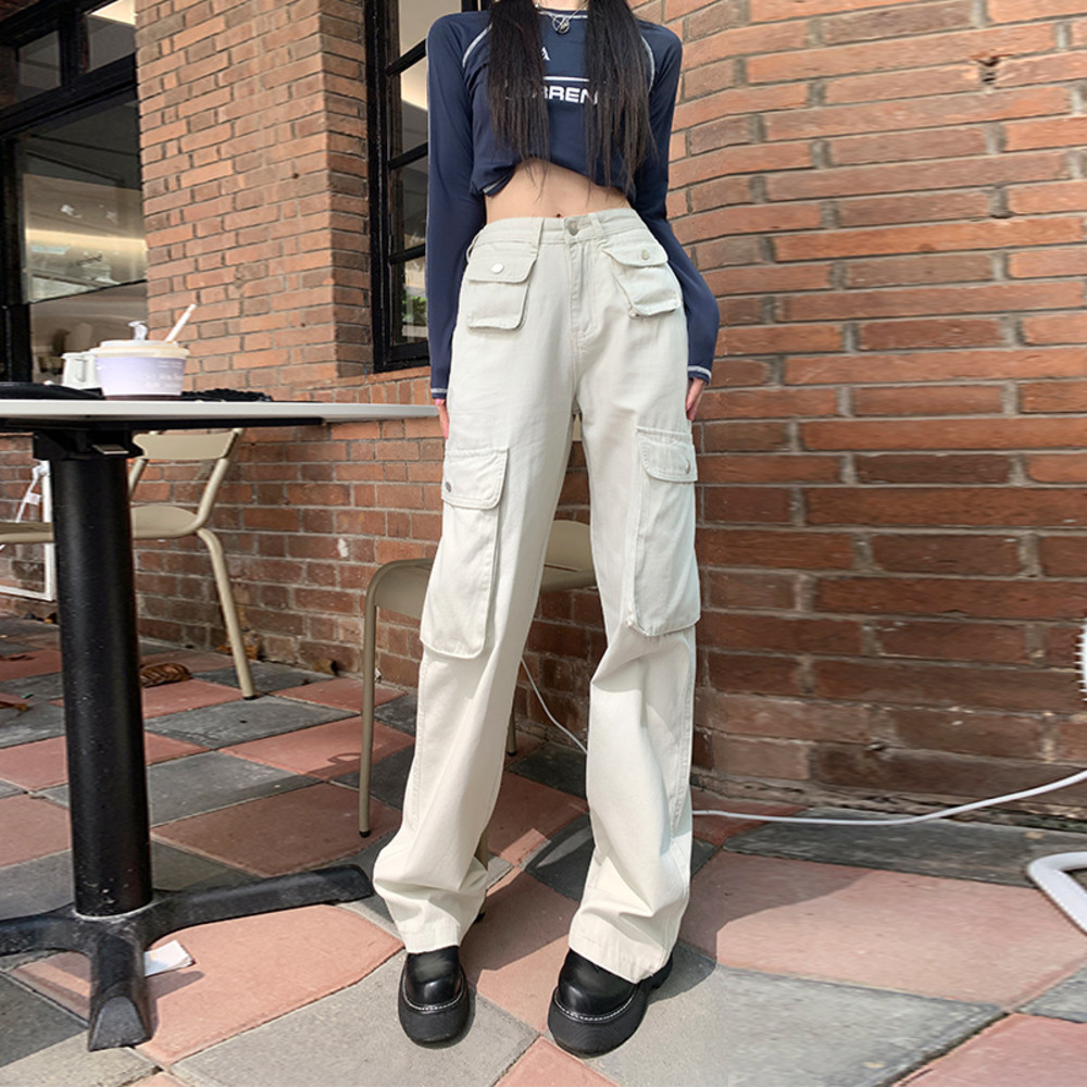 カーゴパンツ レディース ゆったり 通販 ワイドパンツ 長ズボン ズボン 作業着 ワイド ルーズ 太め ポケット ボトムス 10分丈 シンプル 無地 楽  カーゴパンツ | BACKYARD FAMILY | 02