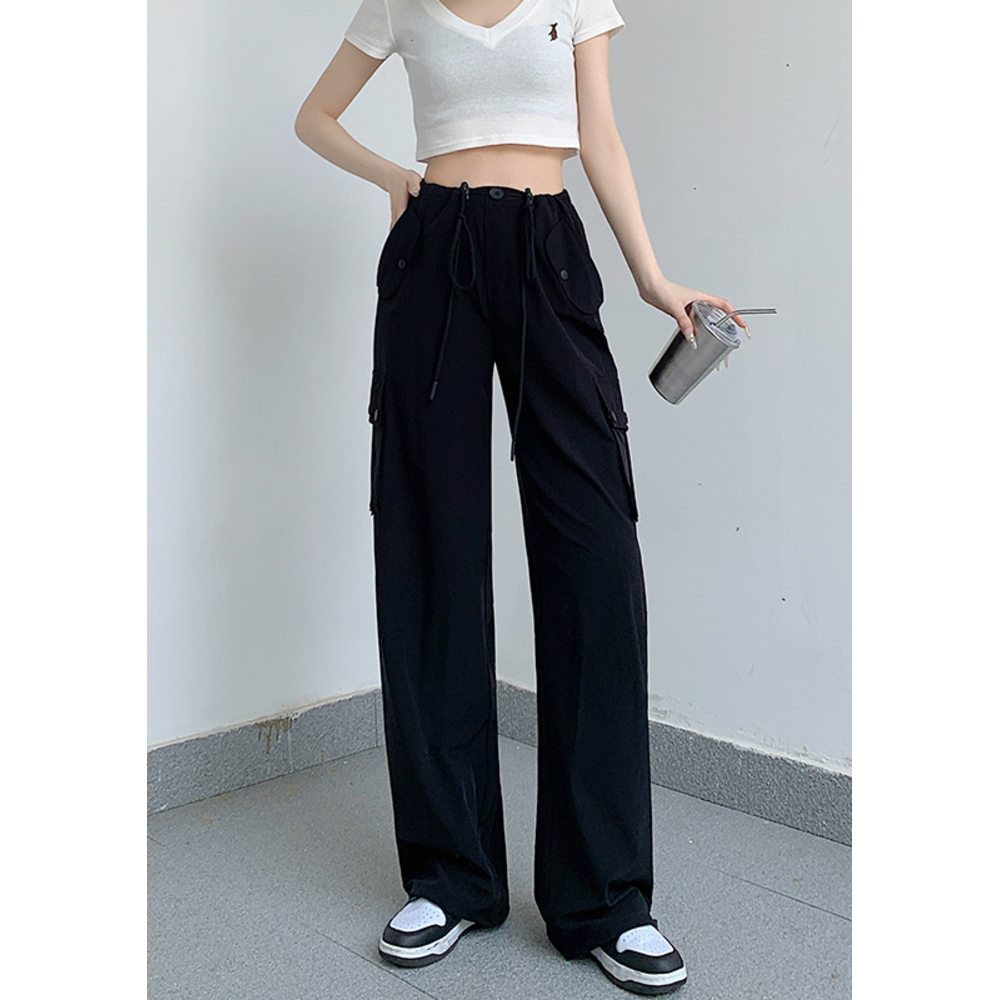 カーゴパンツ レディース ゆったり 通販 ワイドパンツ 長ズボン ズボン 作業着 ワイド ルーズ 太め ポケット ボトムス 10分丈 シンプル 無地 楽  カーゴパンツ | BACKYARD FAMILY | 05
