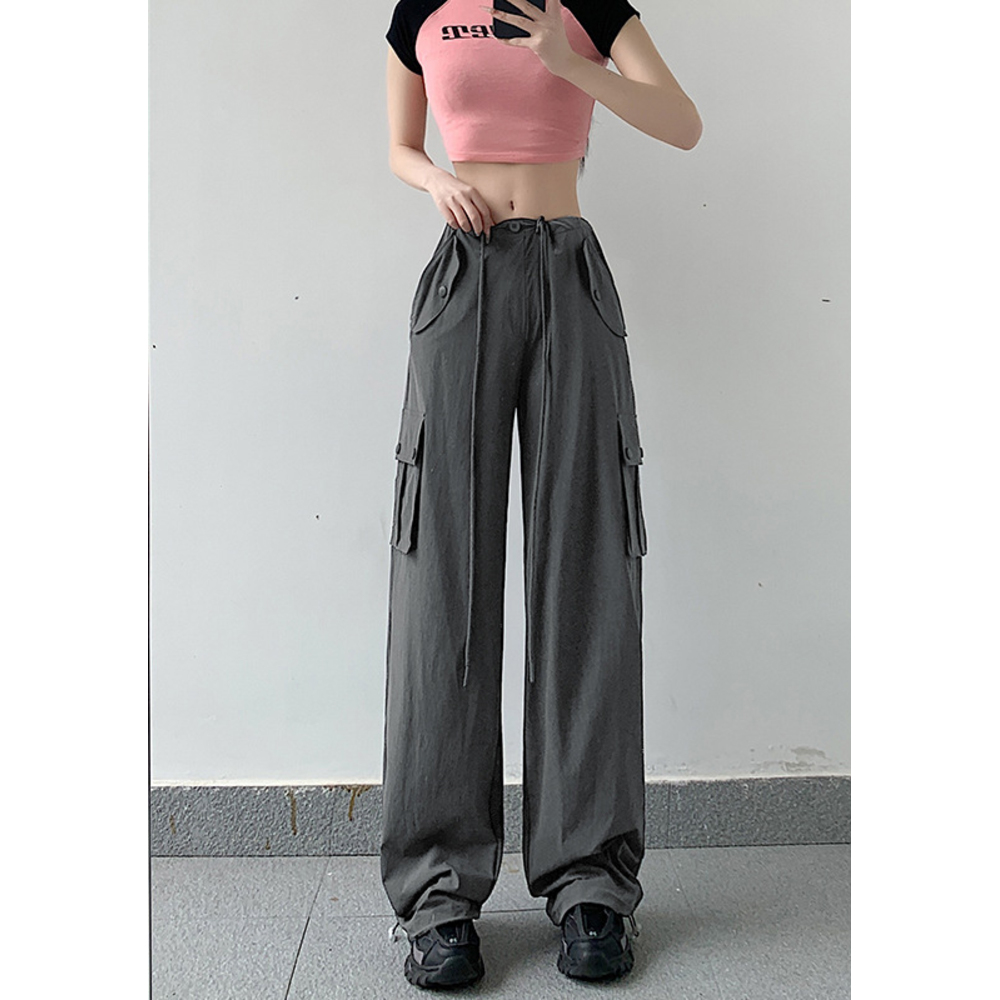 カーゴパンツ レディース ゆったり 通販 ワイドパンツ 長ズボン ズボン 作業着 ワイド ルーズ 太め ポケット ボトムス 10分丈 シンプル 無地 楽  カーゴパンツ | BACKYARD FAMILY | 01