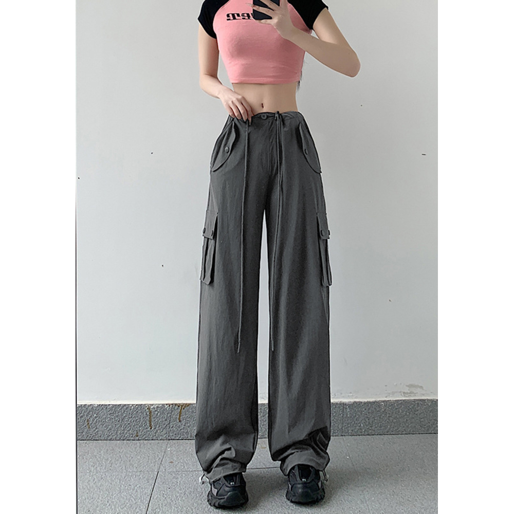 カーゴパンツ レディース ゆったり 通販 ワイドパンツ 長ズボン ズボン 作業着 ワイド ルーズ 太め ポケット ボトムス 10分丈 シンプル 無地 楽  カーゴパンツ | BACKYARD FAMILY | 02