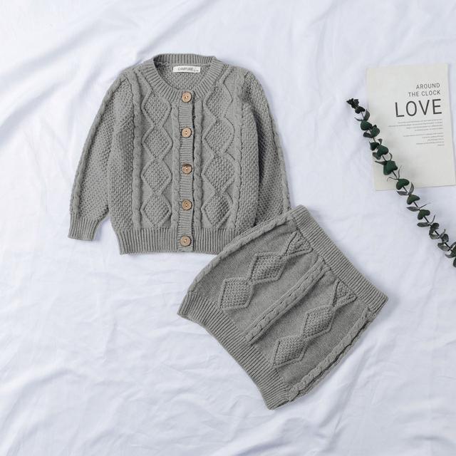 ベビー服 通販ベビー服 セットアップ ニット ベビー 女の子 スカート カーディガン ニットセットアップ 綿 コットン アラン編み おしゃれ かわいい  ベビー服 |  | 02