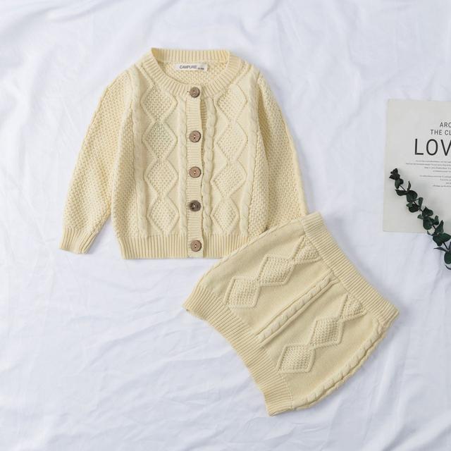 ベビー服 通販ベビー服 セットアップ ニット ベビー 女の子 スカート カーディガン ニットセットアップ 綿 コットン アラン編み おしゃれ かわいい  ベビー服 |  | 01