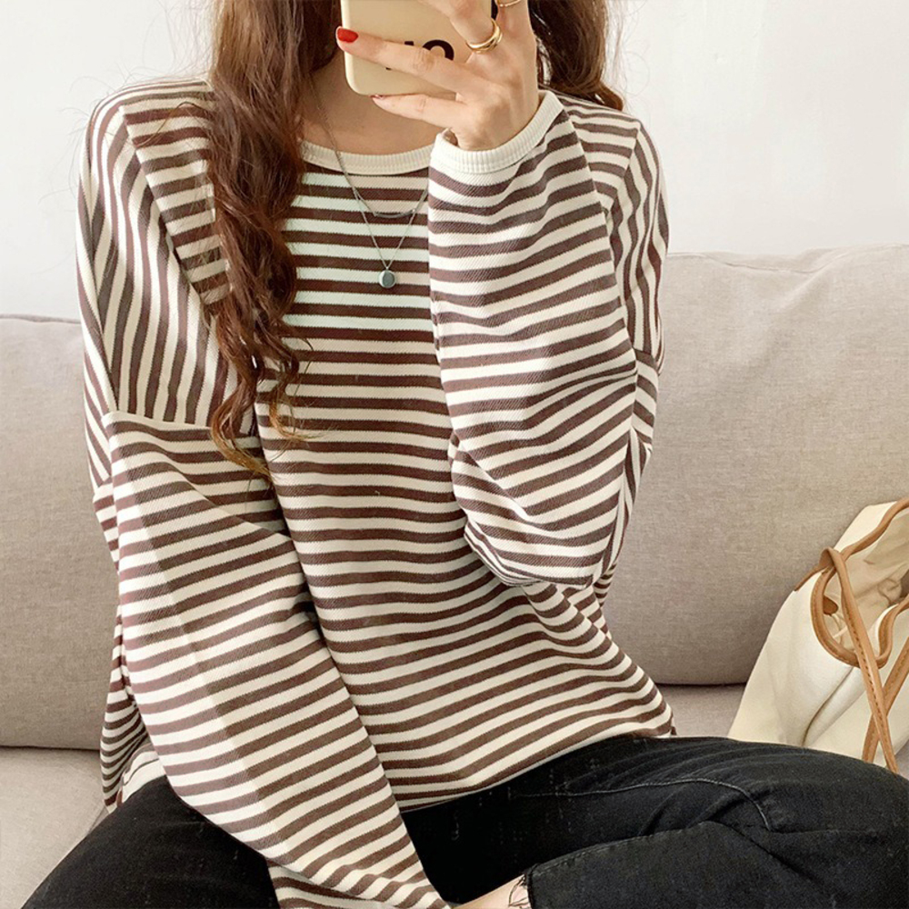 カットソー 長袖 レディース 通販 ロンt 薄手 Tシャツ 縞模様