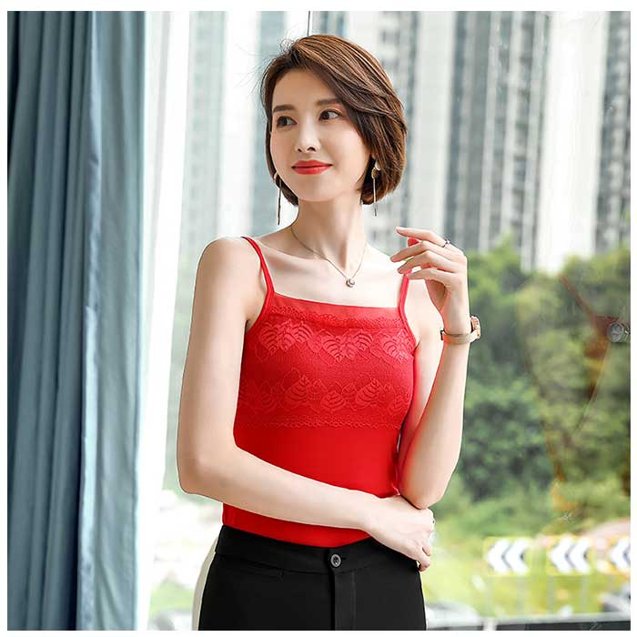 キャミソール レース 通販 ノースリーブ トップス タンクトップ スクエアネック レイヤード 重ね着 シャツ インナー レディース 薄手 スリム 夏 キャミソール |  | 02