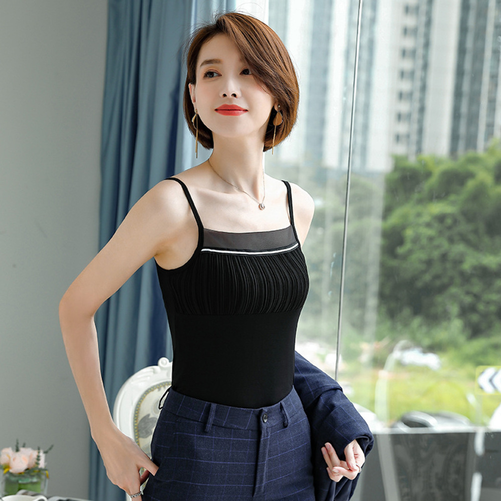 キャミソール ギャザー 通販 ノースリーブ トップス タンクトップ V ネック レイヤード 重ね着 シャツ インナー レディース セクシー スリム キャミソール |  | 02