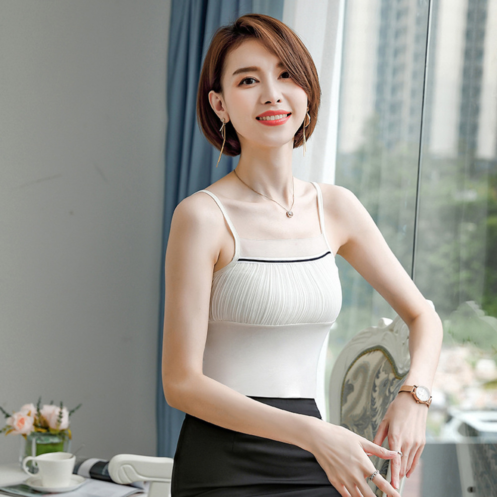 キャミソール ギャザー 通販 ノースリーブ トップス タンクトップ V ネック レイヤード 重ね着 シャツ インナー レディース セクシー スリム キャミソール |  | 01