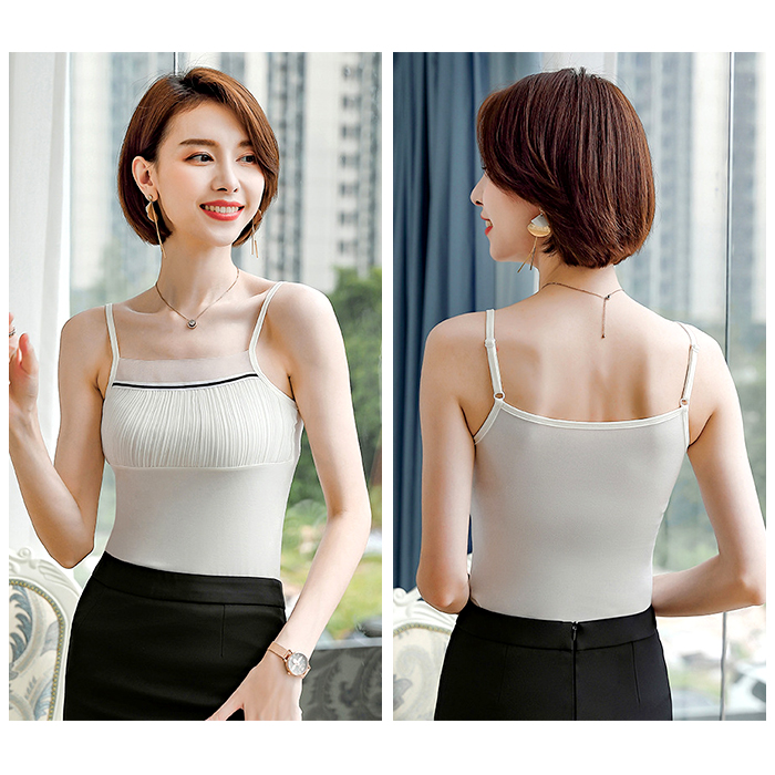 キャミソール ギャザー 通販 ノースリーブ トップス タンクトップ V ネック レイヤード 重ね着 シャツ インナー レディース セクシー スリム キャミソール |  | 05