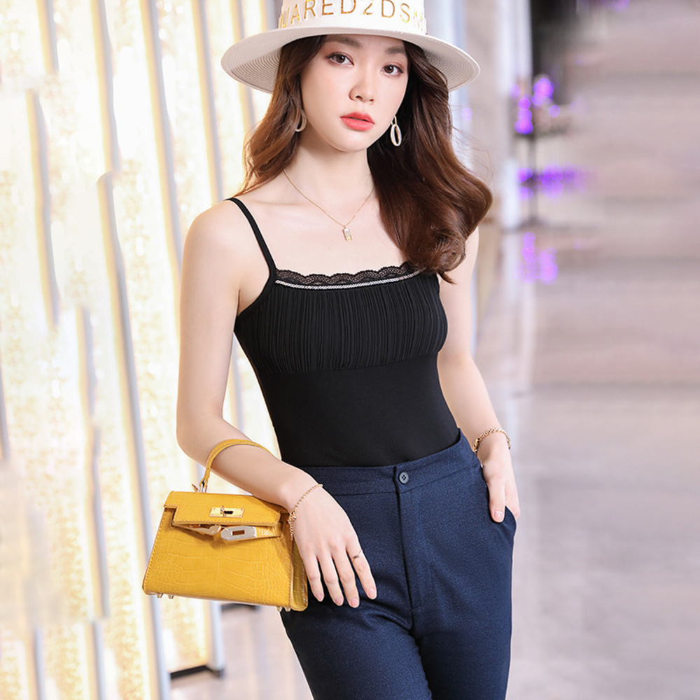 キャミソール ギャザー 通販 ノースリーブ トップス タンクトップ V ネック レイヤード 重ね着 シャツ インナー レディース セクシー スリム キャミソール | BACKYARD FAMILY | 03