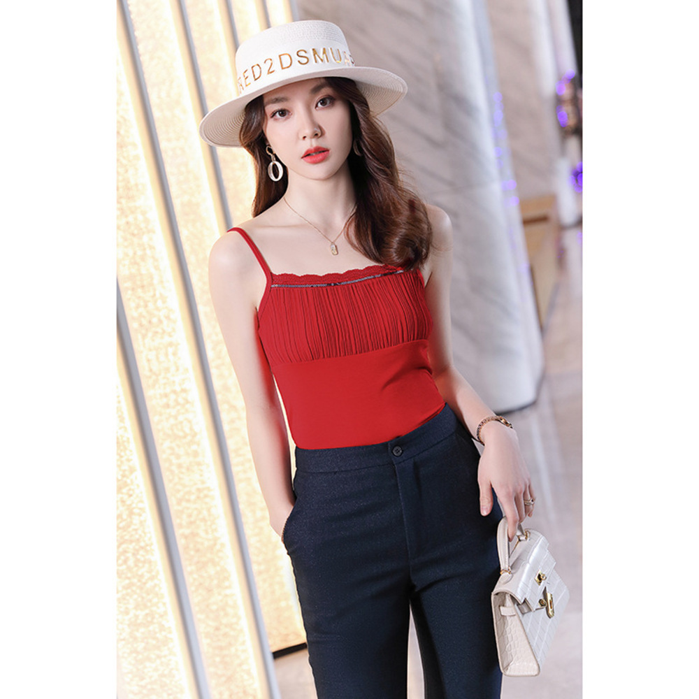 キャミソール ギャザー 通販 ノースリーブ トップス タンクトップ V ネック レイヤード 重ね着 シャツ インナー レディース セクシー スリム キャミソール | BACKYARD FAMILY | 02