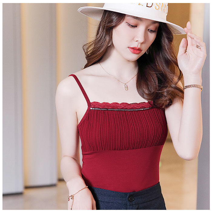 キャミソール ギャザー 通販 ノースリーブ トップス タンクトップ V ネック レイヤード 重ね着 シャツ インナー レディース セクシー スリム キャミソール |  | 02