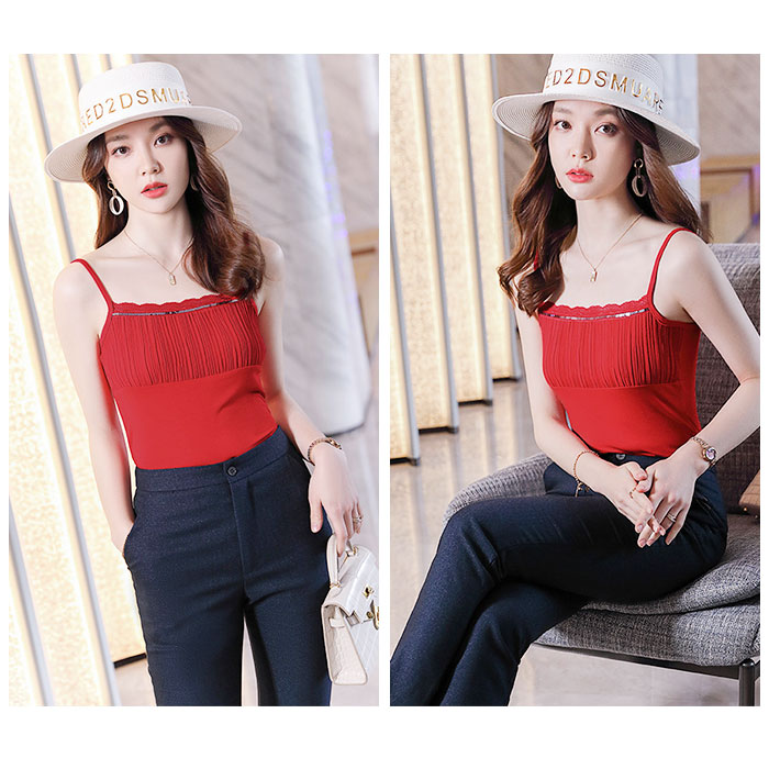 キャミソール ギャザー 通販 ノースリーブ トップス タンクトップ V ネック レイヤード 重ね着 シャツ インナー レディース セクシー スリム キャミソール |  | 03