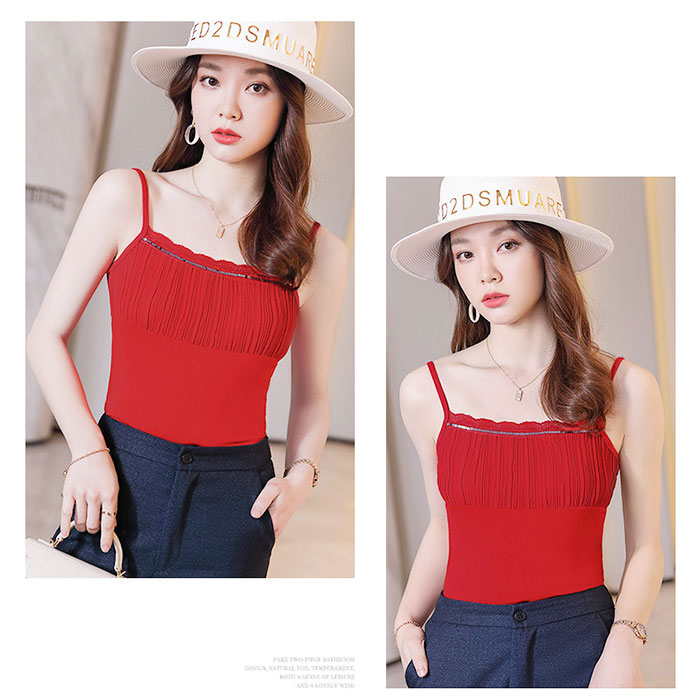 キャミソール ギャザー 通販 ノースリーブ トップス タンクトップ V ネック レイヤード 重ね着 シャツ インナー レディース セクシー スリム キャミソール |  | 04