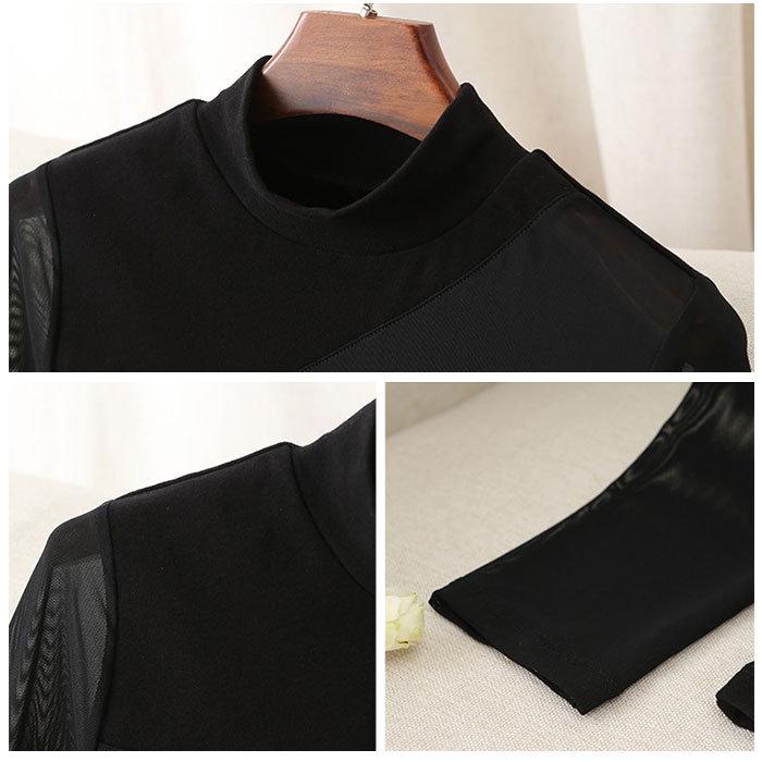 シースルー インナー トップス 通販 シャツ カットソー Tシャツ プルオーバー シアー 透け感 ハイネック タートルネック お呼ばれ 黒 ブラック 長袖 シースルー |  | 09