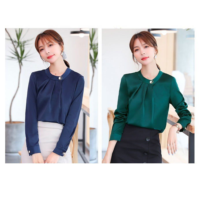 ブラウス オフィス 長袖 通販 サテン シャツ プルオーバー レディース スタンドカラー おしゃれ きれいめ 上品 フォーマル シンプル ビジネス 入園式 ブラウス |  | 18