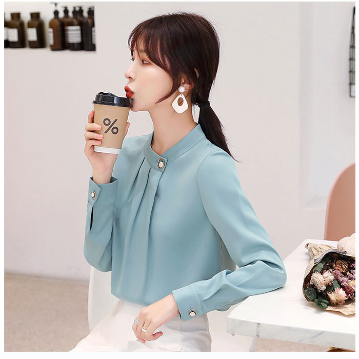 ブラウス オフィス 長袖 通販 サテン シャツ プルオーバー レディース スタンドカラー おしゃれ きれいめ 上品 フォーマル シンプル ビジネス 入園式 ブラウス |  | 07