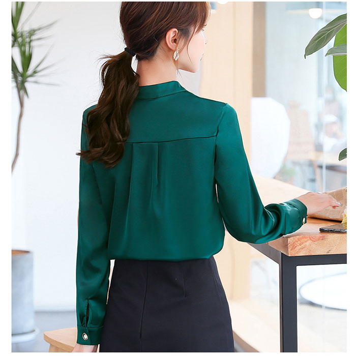 ブラウス オフィス 長袖 通販 サテン シャツ プルオーバー レディース スタンドカラー おしゃれ きれいめ 上品 フォーマル シンプル ビジネス 入園式 ブラウス |  | 11