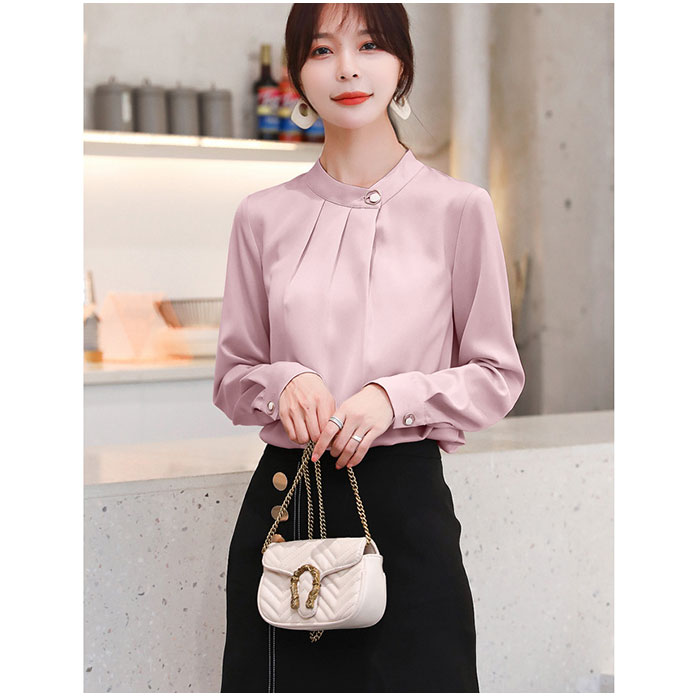 ブラウス オフィス 長袖 通販 サテン シャツ プルオーバー レディース スタンドカラー おしゃれ きれいめ 上品 フォーマル シンプル ビジネス 入園式 ブラウス |  | 12