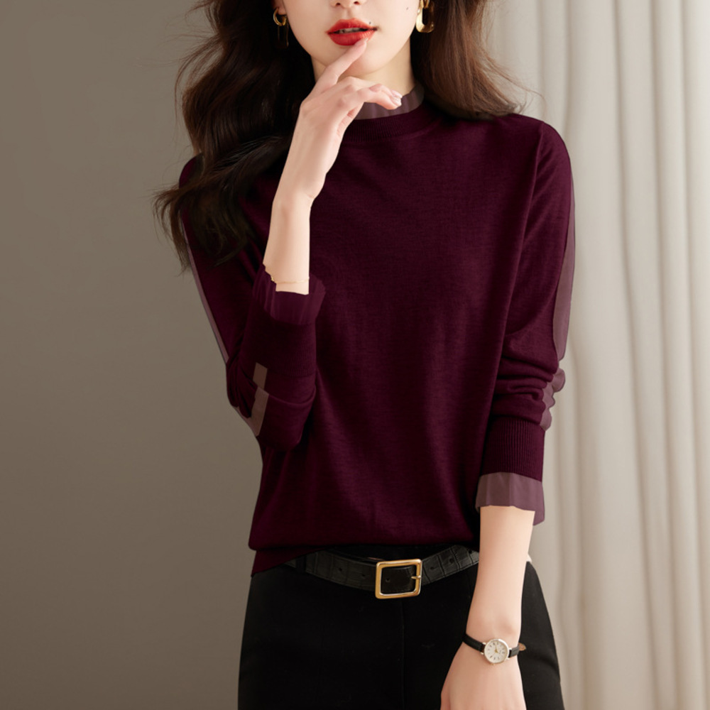 薄い ニット レディース 通販 セーター ハイネック 秋冬 秋 冬 薄手 長袖 シースルー ライン フリル 襟 フリル袖 スタンドカラー 立ち襟 おしゃれ シンプル 薄い |  | 03