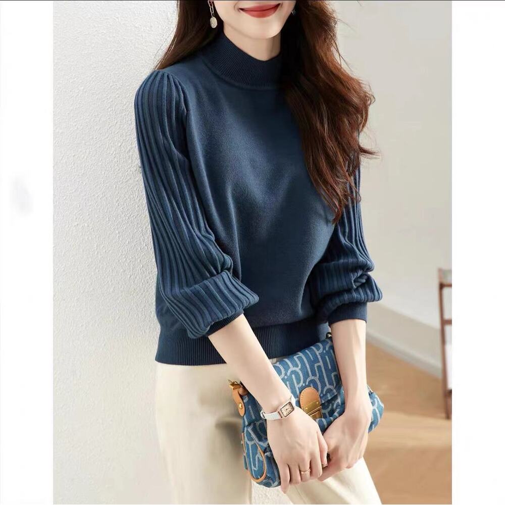 ハイネック ニット 秋冬 レディース 通販 セーター ハーフタートルネック 薄手 秋 冬 薄い 長袖 プリーツ 袖 パフスリーブ ボリュームスリーブ ハイネック | BACKYARD FAMILY | 04