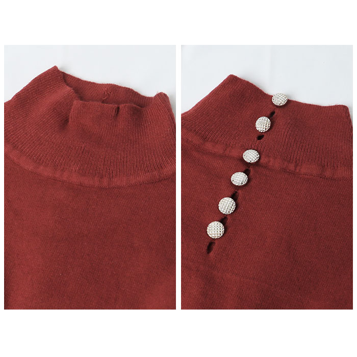 レディース 薄手 ハイネック ニット 通販 セーター ハーフタートルネック 秋冬 秋 冬 薄い 長袖 ボタン 袖 パフスリーブ ボリュームスリーブ レディース |  | 09